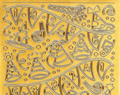Sticker - Girlanden und Hte - gold - 1204
