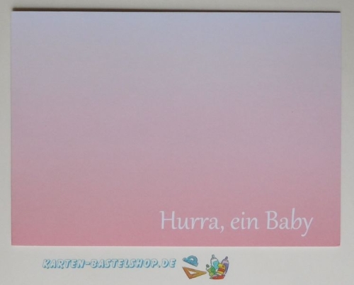 5x Doppelkarten Hurra ein Baby rosa + 5 Umschlge