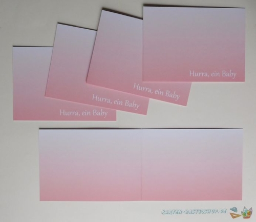 5x Doppelkarten Hurra ein Baby rosa + 5 Umschlge