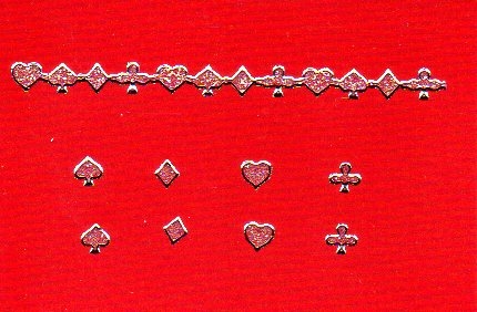 Transparent-Glitter-Sticker-Rand Spielkartenmotive - silber - 1207