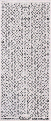 Transparent-Glitter-Sticker-Rand Spielkartenmotive - silber - 1207