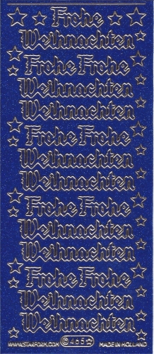 Glitter-Sticker - Frohe Weihnachten - blau - 465