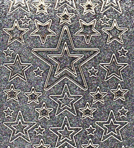 Glitter-Sticker -Sterne -silber-gold-7074