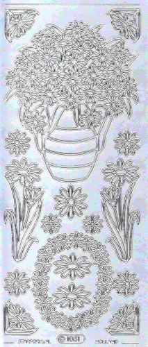 Sticker - Blumen - silber - 1031