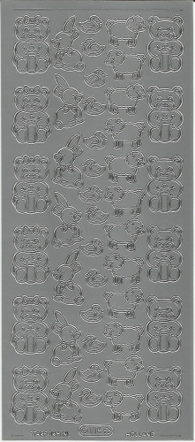 Sticker - Plschtiere - silber - 115