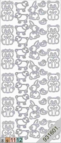Sticker - Plschtiere - silber - 115