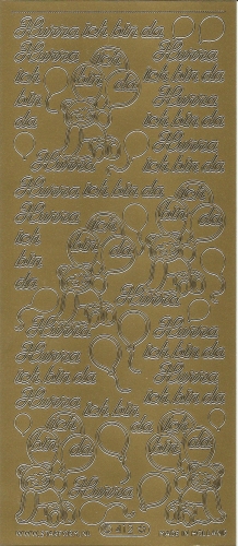 Sticker - Hurra, ich bin da - gold - 412