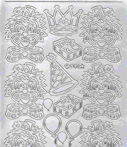 Sticker - Clown - silber - 901