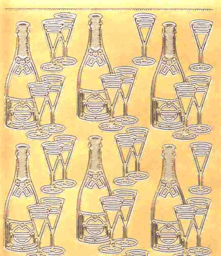 Sticker - Sekt - gold - 1068
