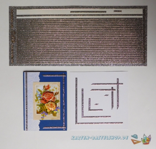 Glitter-Sticker - Rand - silber - 1149