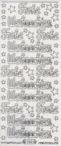 Transparent-Glitter-Sticker-Frohe Weihnachten - silber - 466
