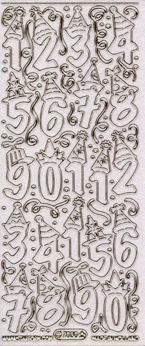 Transparent-Glitter-Sticker-Lustige Zahlen - gold - 7030