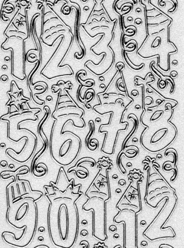 Transparent-Glitter-Sticker-Lustige Zahlen - gold - 7030