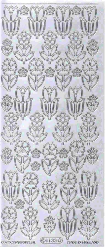 Sticker - Blumen - silber - 1133