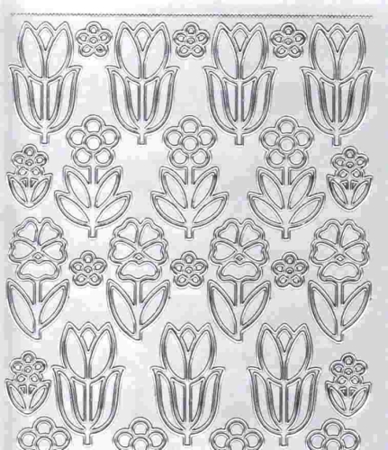 Sticker - Blumen - silber - 1133
