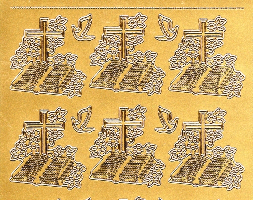 Sticker - Bibel und Kreuz - gold - 895