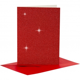 Doppelkarten-Set - Glitter - rot - 4 Karten A6 & 4 Umschlge C6 (Card Making)