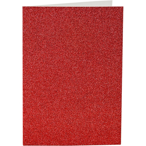 Doppelkarten-Set - Glitter - rot - 4 Karten A6 & 4 Umschlge C6 (Card Making)