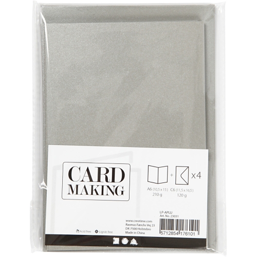 Doppelkarten-Set - Perlmutt - silber - 4 Karten A6 & 4 Umschlge C6 (Card Making)