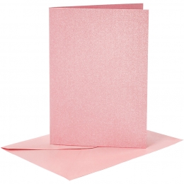 Doppelkarten-Set - Perlmutt - rosa - 4 Karten A6 & 4 Umschlge C6 (Card Making)