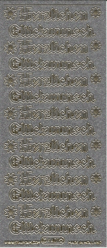 Glitter-Sticker - Herzlichen Glckwunsch - silber - 4401