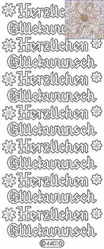 Glitter-Sticker - Herzlichen Glckwunsch - silber - 4401