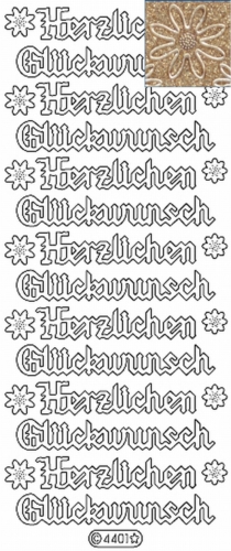 Glitter-Sticker - Herzlichen Glckwunsch - gold - 4401