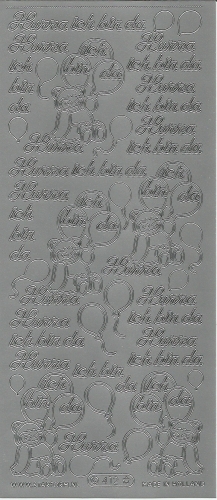 Sticker - Hurra, ich bin da - silber - 412