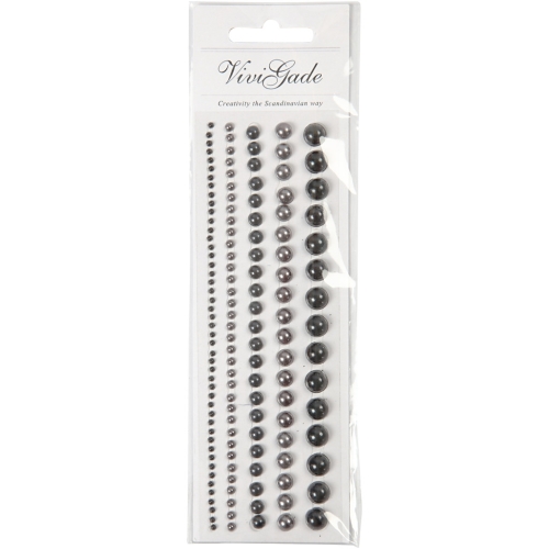 Halbperlen-Set 2-8 mm - 140 Stck - anthrazit