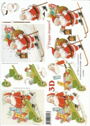 3D-Bogen Weihnachtsmann mit Schubkarre und Ski von LeSuh (416990)