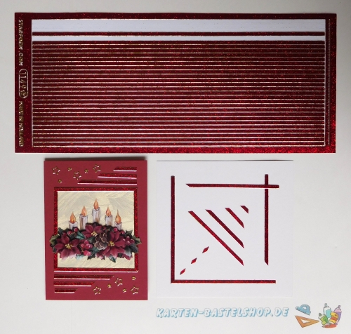 Glitter-Sticker - Rand - rot - 1149
