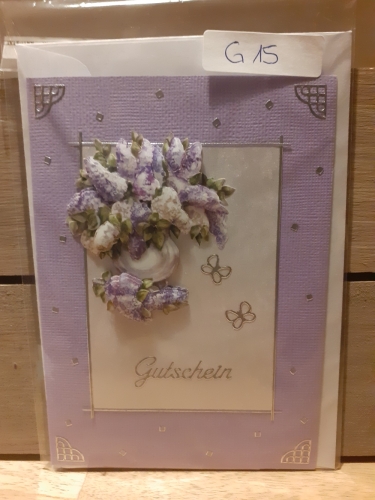 3D-Karte zum Geschenk-Gutschein - Gutschein Flieder - Nr.15