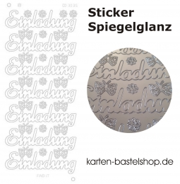 Platin-Sticker (Spiegelglanz) - Einladung - silber - 3035