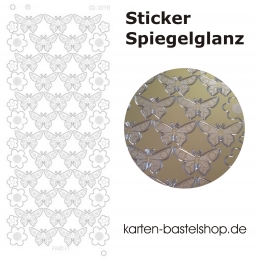 Platin-Sticker (Spiegelglanz) - Schmetterlinge und Blumen - gold - 3078