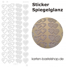 Platin-Sticker (Spiegelglanz) - Herzen - gold - 3079