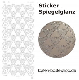 Platin-Sticker (Spiegelglanz) - Schmetterlinge und Blumen - silber - 3078