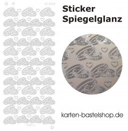 Platin-Sticker (Spiegelglanz) - Ringe / Hochzeit - silber - 3088