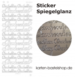 Platin-Sticker (Spiegelglanz) - Dankeschn - silber - 3034