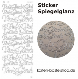 Platin-Sticker (Spiegelglanz) - Viel Glck - silber - 3037