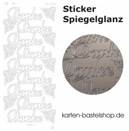 Platin-Sticker (Spiegelglanz) - Danke - silber - 3038