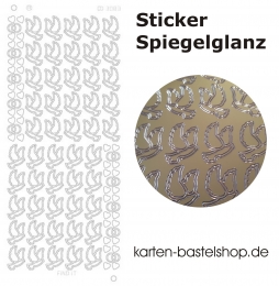 Platin-Sticker (Spiegelglanz) - Tauben - gold - 3083