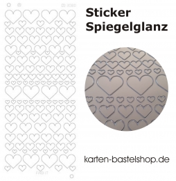 Platin-Sticker (Spiegelglanz) - Herzen - silber - 3080