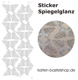 Platin-Sticker (Spiegelglanz) - Schmetterlinge gro - silber - 3077