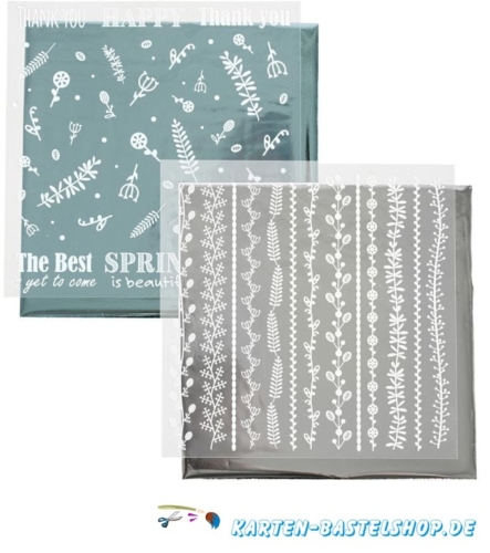 Dekofolien-Set 6 - Frhling & Bordren - hellblau / silber