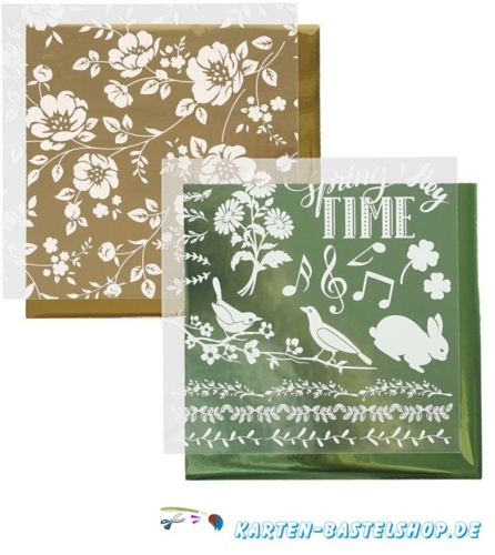 Dekofolien-Set 3 - Blumen & Frhling - grn / gold