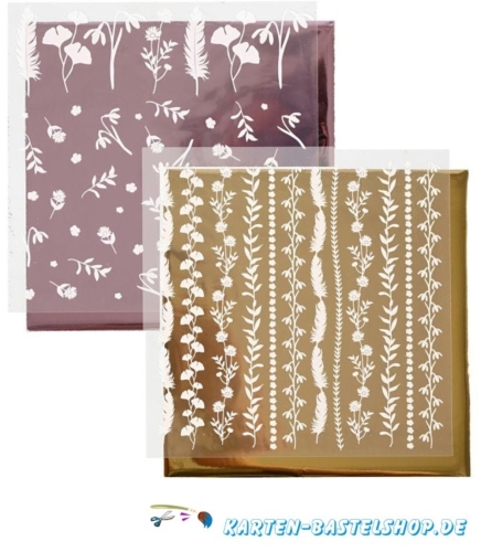 Dekofolien-Set 1 - Blumen & Ranken - gold / violett
