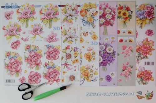 Bastelset Nr.6 Sags mit einem bunten Blumenstrau fr 12 Karten