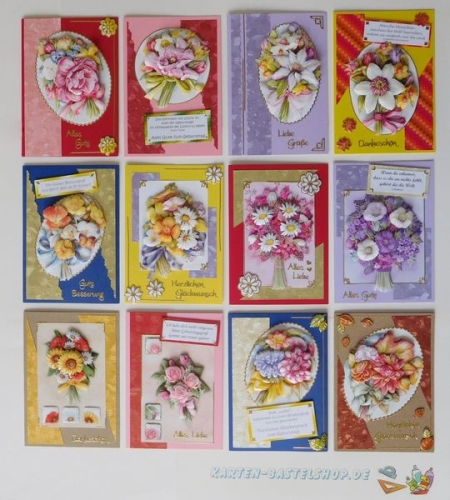Bastelset Nr.6 Sags mit einem bunten Blumenstrau fr 12 Karten