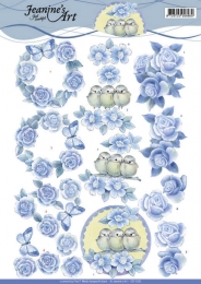 3D-Bogen - Vintage Rosen blau - Jeanines Art