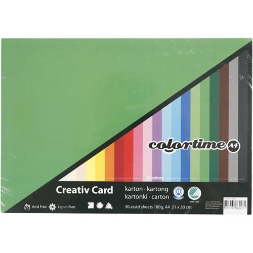 Creativ-Karton Colortime - Set 3 - A4 - Sparpack mit 30 Bgen